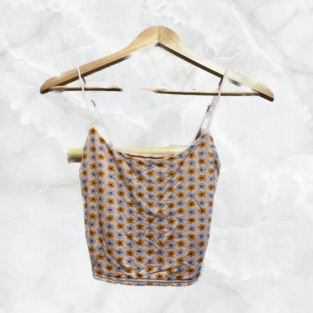 Cute Pink Soft Crop Top with Small Flower Prints